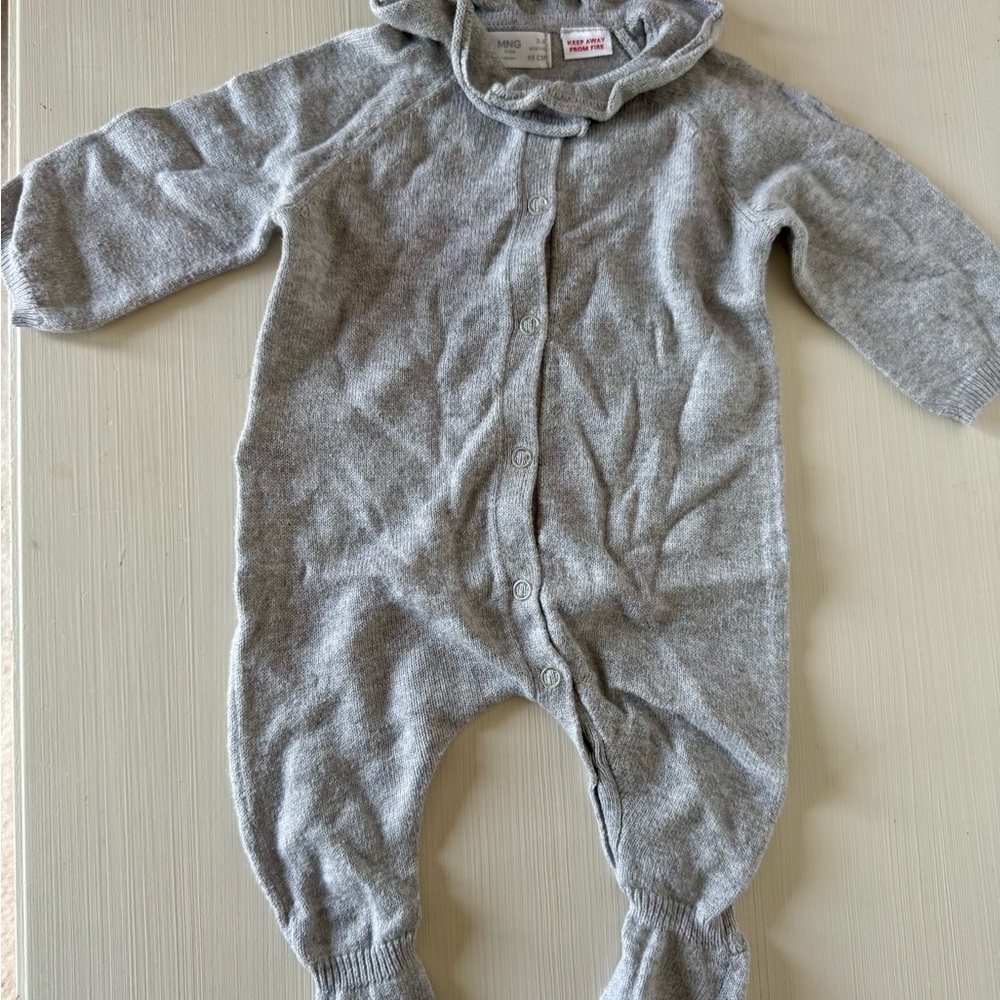 Mango Gray Footies One Piece Grey